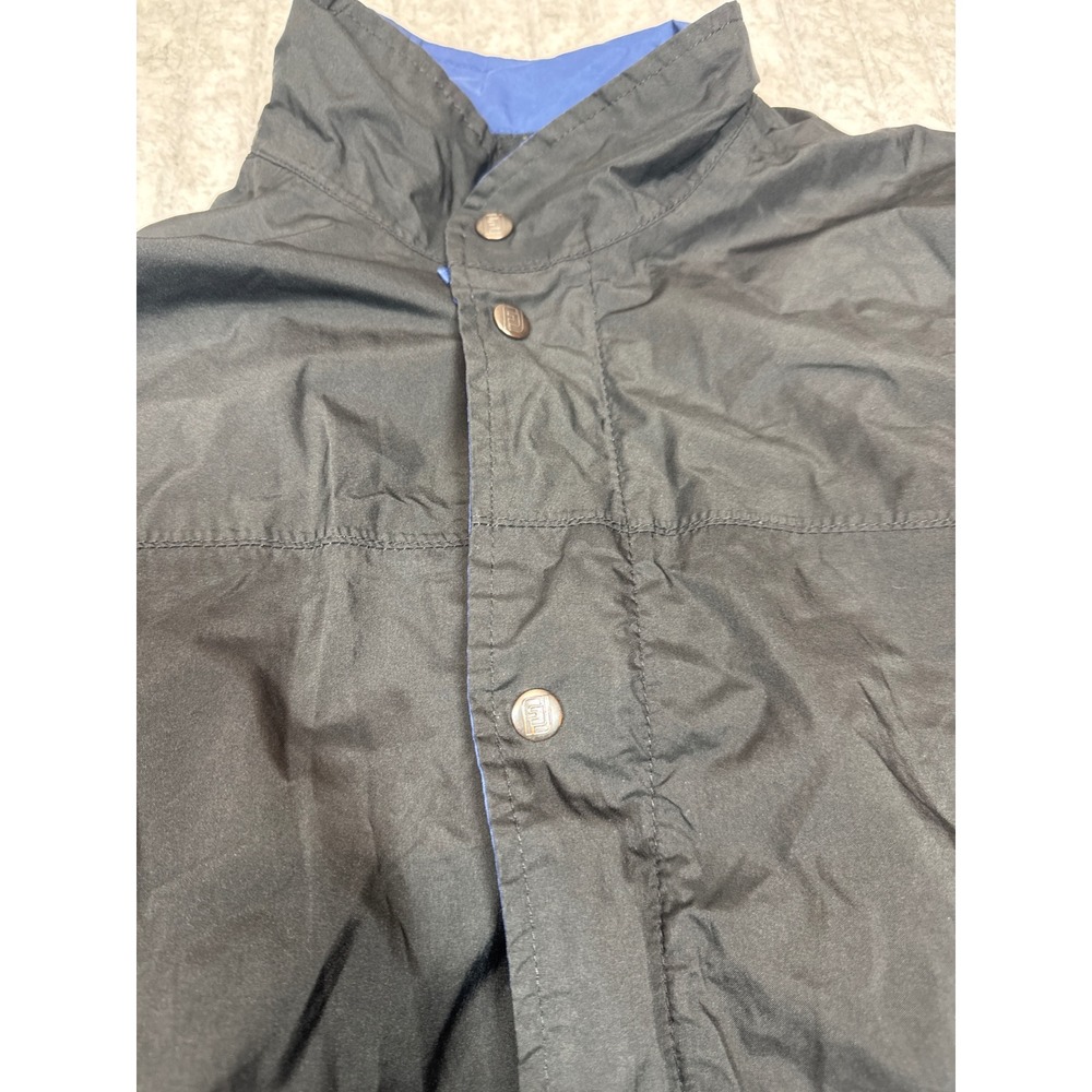FootJoy DryJoys Mens Medium Golf Rain Jacket Black Blue Snap Front Vented Mesh